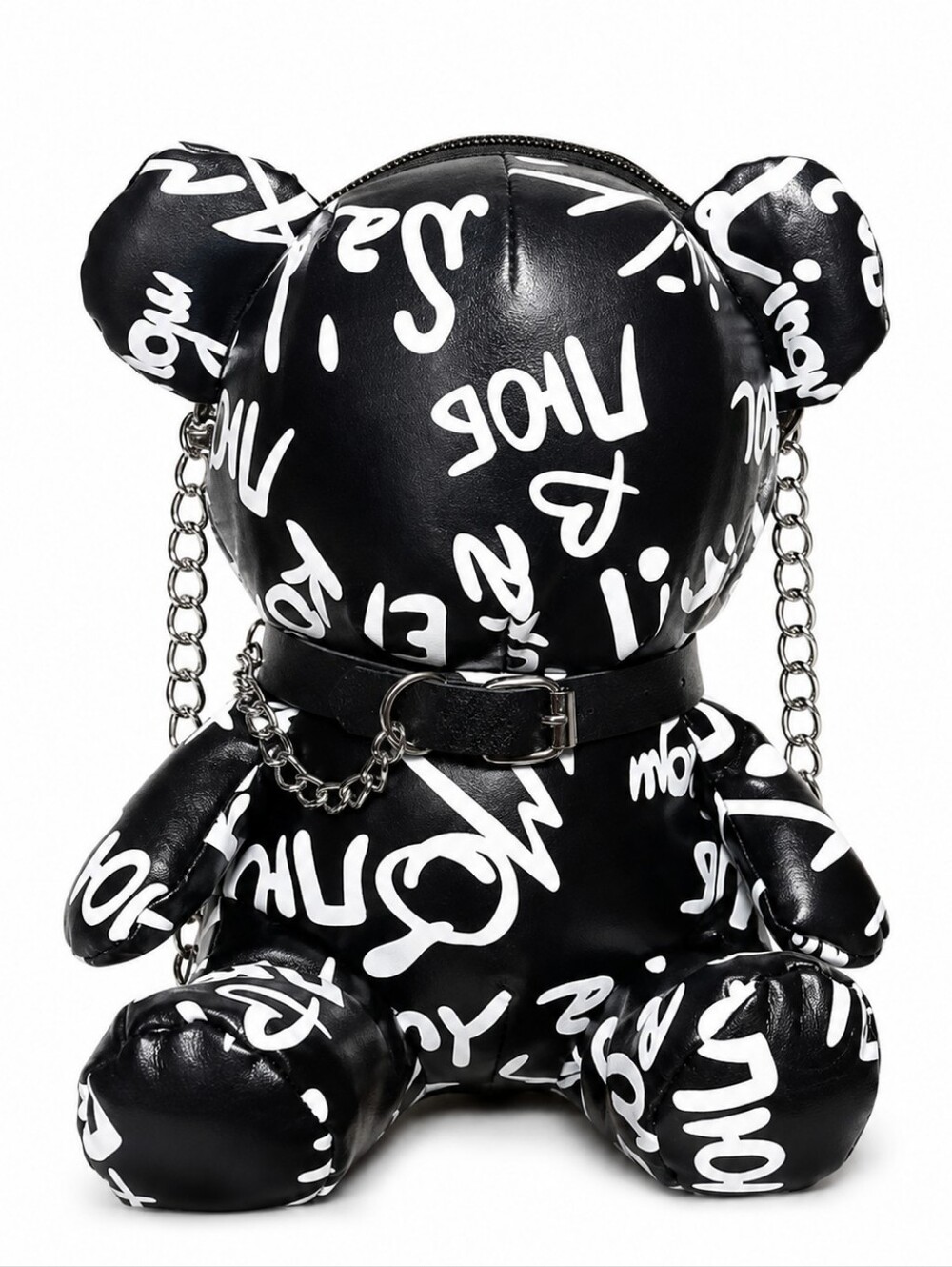 Black & White Graffiti Teddy Bear Crossbody Bag